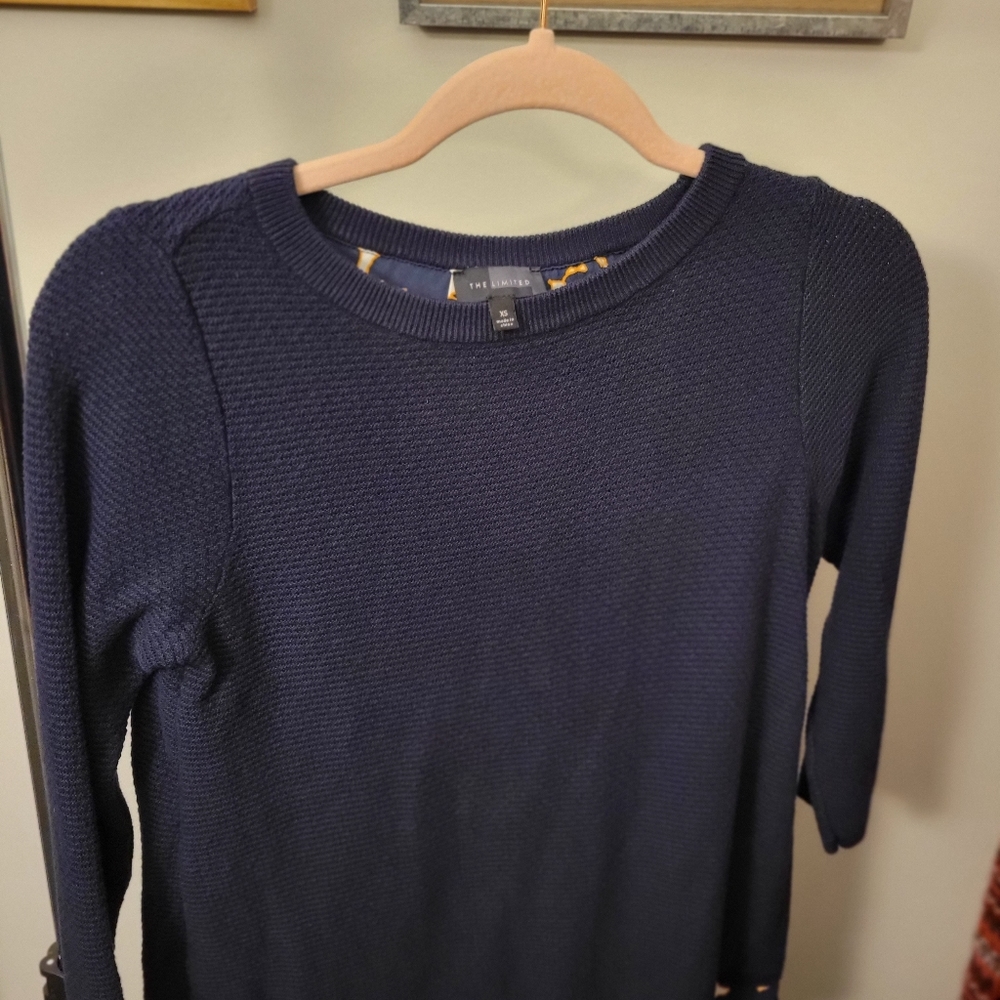The Limited 3/4 sleeves mix media sweater
